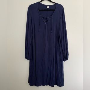 old navy peasant t-shirt dress with lace neck accent